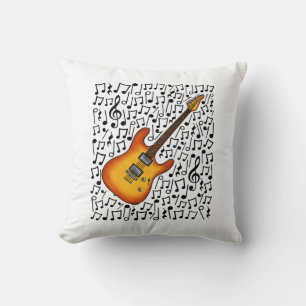 Cojín Decorativo Guitarra Eléctrica Notas Musicales Músico Guitaria