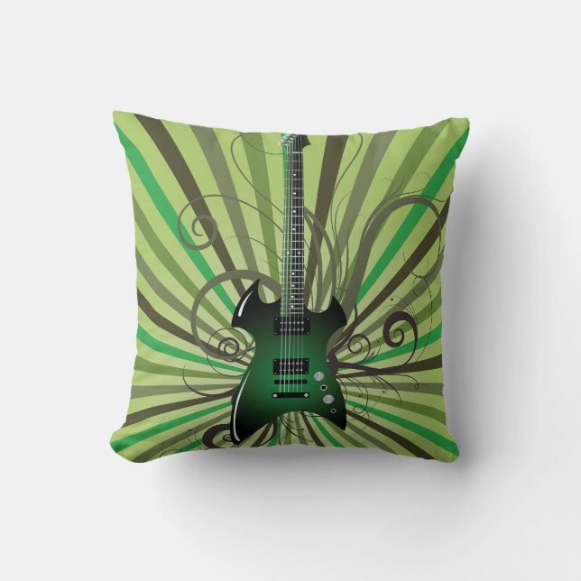Cojín Decorativo Guitarra eléctrica verde (Anverso)
