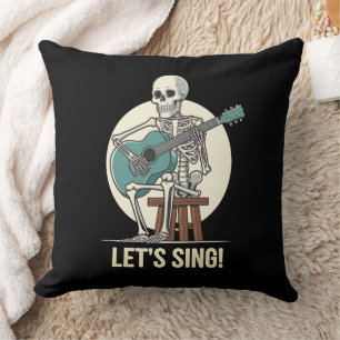 Cojín Decorativo Guitarra Skeleton - "¡Cantemos!" Esqueleto musical