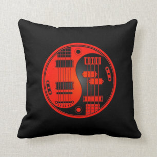 Cojín Decorativo Guitarra y Yin bajo Yang rojo y negro