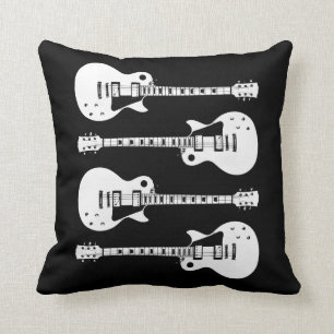 Cojín Decorativo Guitarras Eléctricas Gráfico en Blanco