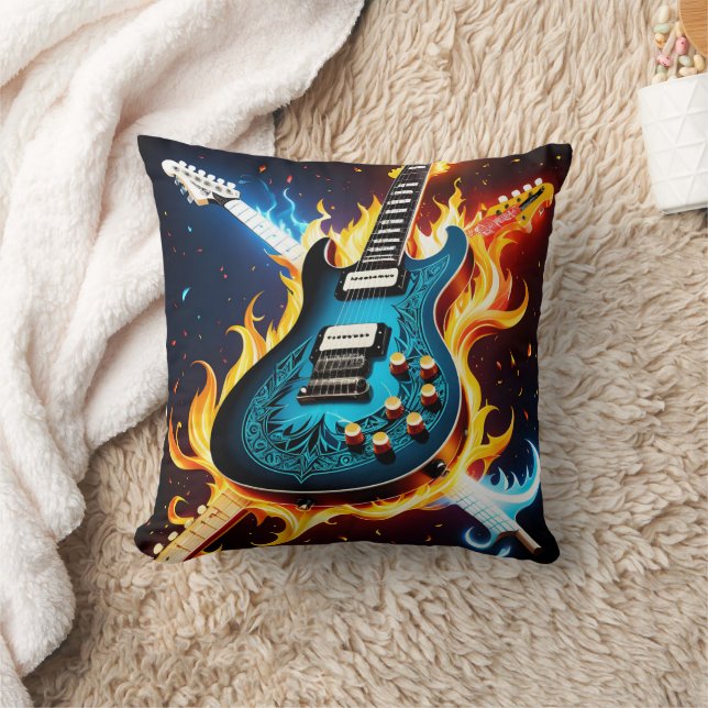 Cojín Decorativo Guitarrias eléctricas en una feroz explosión music (Manta)