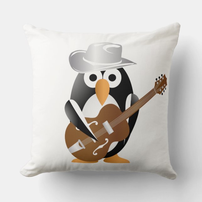 Cojín Decorativo Guitarrista pingüino (Anverso)