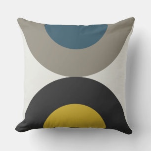 Cojín Decorativo Gunmetal amarillo azul moderno de medio siglo