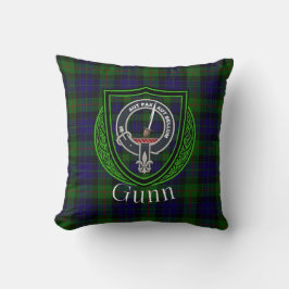 Cojín Decorativo Gunn Scottish Clan Tartan & Crest