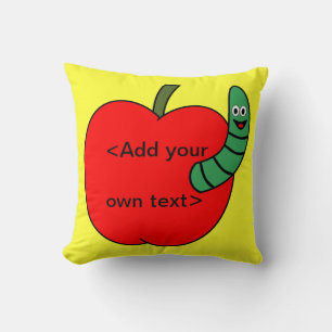Cojín Decorativo Gusano verde de Apple rojo