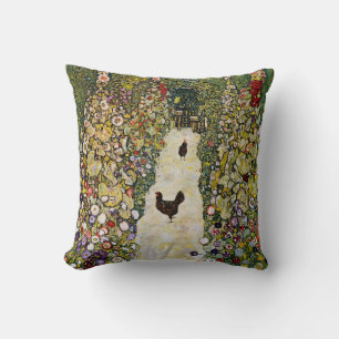 Cojín Decorativo Gustav Klimt - Camino del jardín con gallinas
