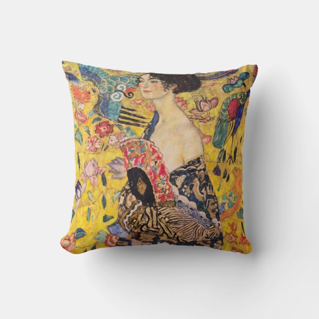 Cojín Decorativo Gustav Klimt - Dama de fans (Anverso)