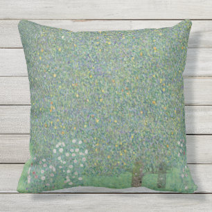 Cojín Decorativo Gustav Klimt Rosebushes bajo la Galería de los Á