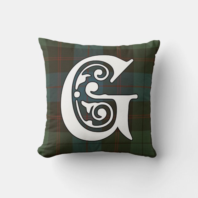 Cojín Decorativo Guthrie Clan Tartan Monogram (Anverso)