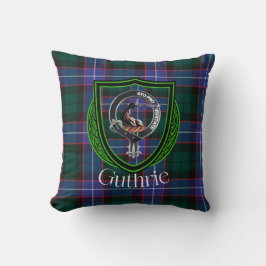 Cojín Decorativo Guthrie Scottish Clan Tartan & Escudo