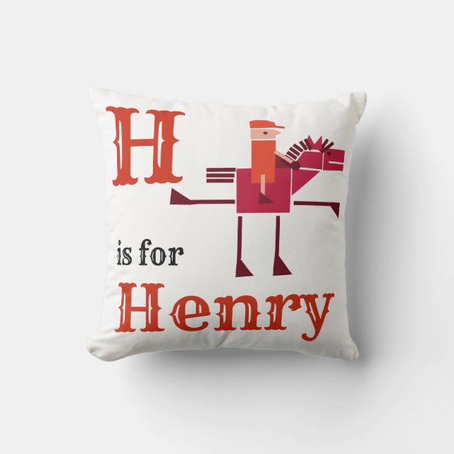 Cojín Decorativo H es para Henry bebé niño  (Anverso)