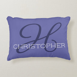 Cojín Decorativo H Nombre Personalizado Inicial Tendencia Azul Peri