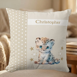 Cojín Decorativo Habitación de niños agregar nombre leopardo marrón