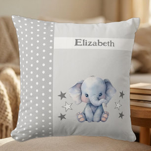 Cojín Decorativo Habitación de niños añadir nombre elefante gris ad