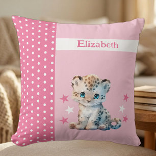 Cojín Decorativo Habitación de niños añadir nombre leopardo rosa li
