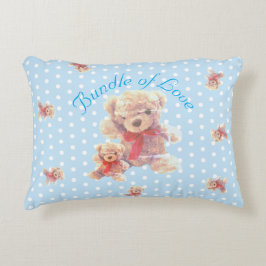 Cojín Decorativo Habitación de osito de peluche vintage azul claro