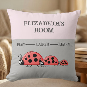 Cojín Decorativo Habitación infantil Mariquitas nombre personalizad
