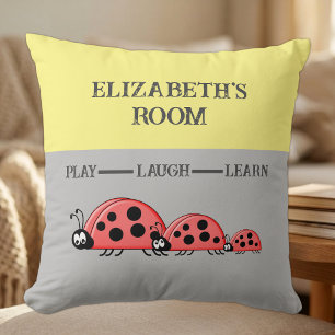 Cojín Decorativo Habitación infantil mariquitas nombre personalizad