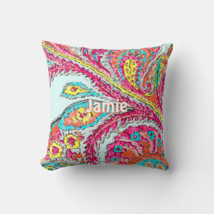 Cojín Decorativo Habitación para niñas Peacock Paisley Tangerine