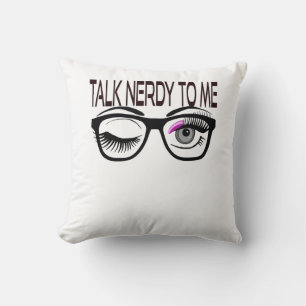 Cojín Decorativo Hablar Nerdy A Mí Gafas Geek Winky Eye Pink