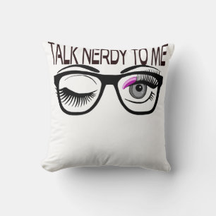 Cojín Decorativo Hablar Nerdy A Mí Gafas Geek Winky Eye Pink