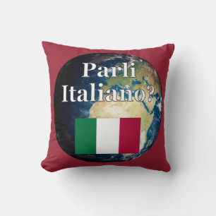 Cojín Decorativo ¿Hablas italiano en italiano? Bandera y Tierra