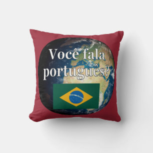 Cojín Decorativo ¿Hablas portugués? Portugués. Bandera y Tierra