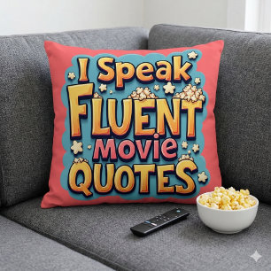 Cojín Decorativo Hablo con Fluidez Citas de Películas Arte Pop Retr