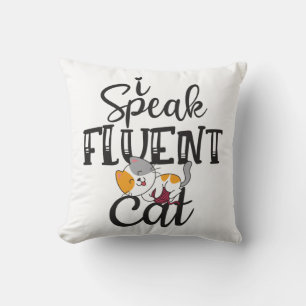 Cojín Decorativo Hablo fluido gatuno humorístico adorable gatito