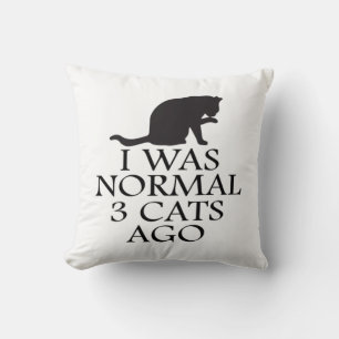 Cojín Decorativo hace 3 gatos-yo-era-normal-hace-divertido-gato