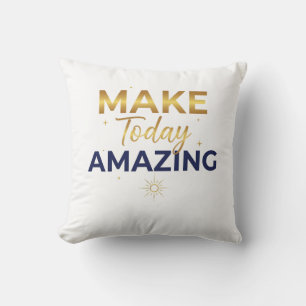 Cojín Decorativo Hacer Hoy Increíble Diseño Sol Dorado y Azul Marin