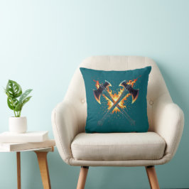 Cojín Decorativo Hachas de Fantasía Cruzadas con Energía Ígnea – Po