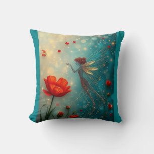 Cojín Decorativo Hada con flores de amapola