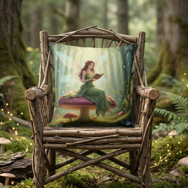 Cojín Decorativo Hada de día encantada leyendo un libro (Subido por el creador)