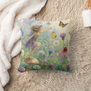 Cojín Decorativo Hada de jardín con mariposas