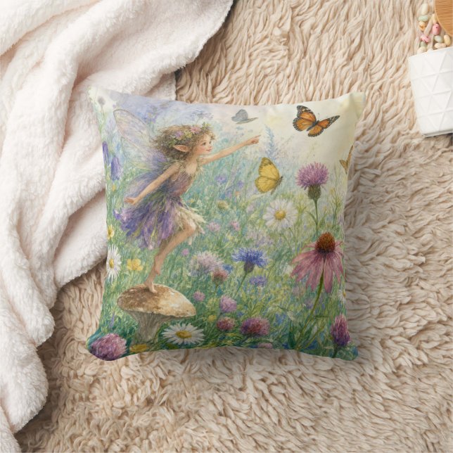 Cojín Decorativo Hada de jardín con mariposas (Manta)