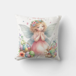 Cojín Decorativo Hada de Pascua de primavera en acuarela