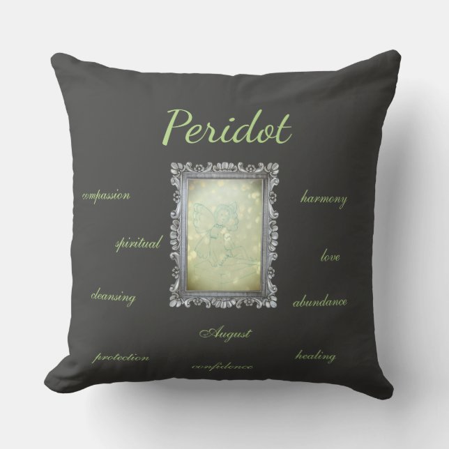 Cojín Decorativo Hada del Peridot de agosto Birthstone (Anverso)