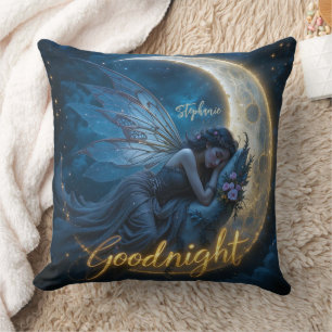 Cojín Decorativo Hada durmiendo en la luna creciente Buenas noches