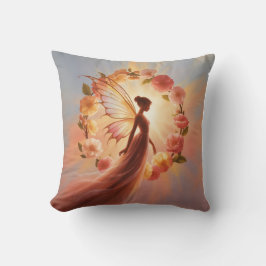 Cojín Decorativo Hada luminosa rodeada de flores – Ilustración mági