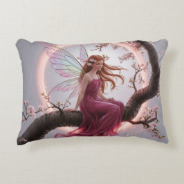 Cojín Decorativo Hada mágica entre flores de cerezo – Ilustración d