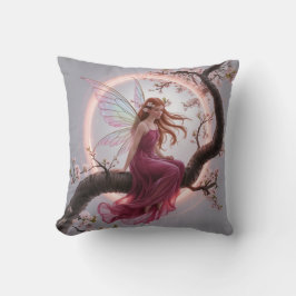 Cojín Decorativo Hada mágica entre flores de cerezo – Ilustración d