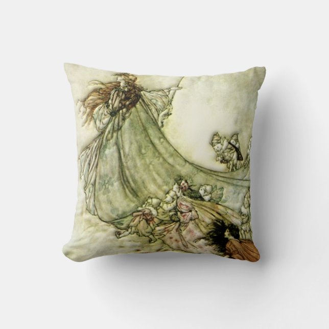 Cojín Decorativo Hadas lejos - Arturo Rackham (Anverso)