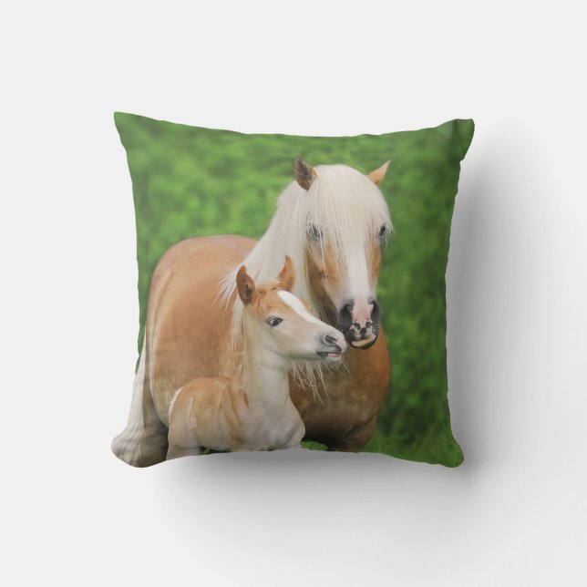 Cojín Decorativo Haflinger Caballos de Mamá de besos de comida deli (Anverso)