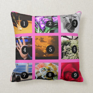 Cojín Decorativo Haga su propio collage de la foto con 9 imágenes
