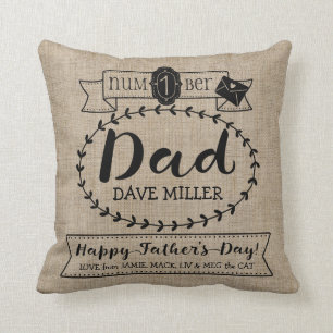 Cojín Decorativo Haga su propio número del día de padre 1 monograma