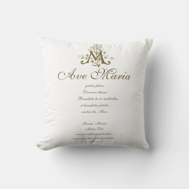 Cojín Decorativo Hail Mary Prayer Ave Maria Latin (Anverso)