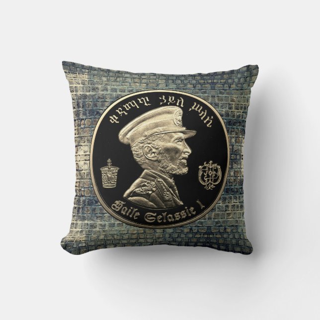 Cojín Decorativo Haile Selassie Pillow - HIM Jah Rastafari - (Anverso)