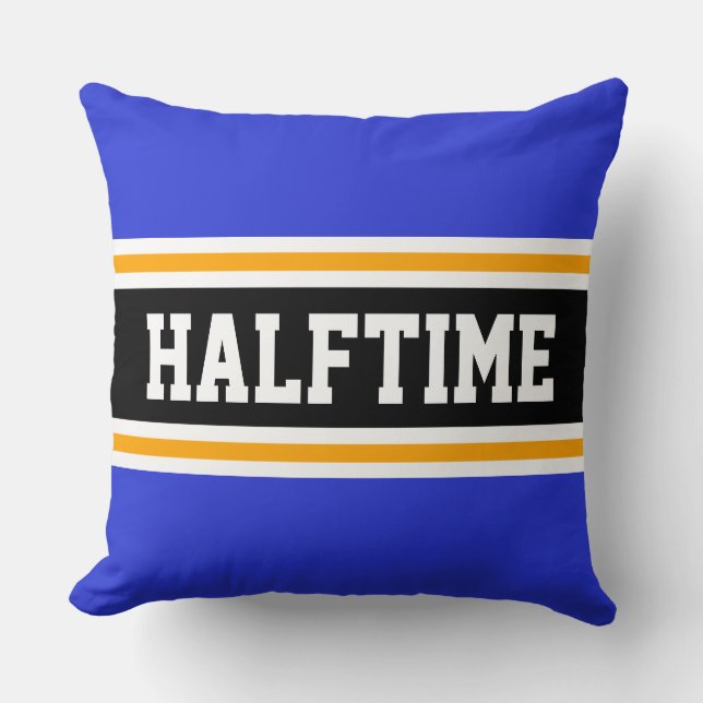 Cojín Decorativo HALFTIME Fun Navy Blue Yellow Black Sporty Stripes (Anverso)